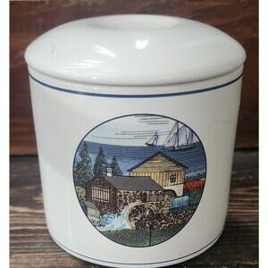 Epoch Exclusives “ Pioneer Bay” E203 Double Sided Jar W/ Lid  School & Sailboats